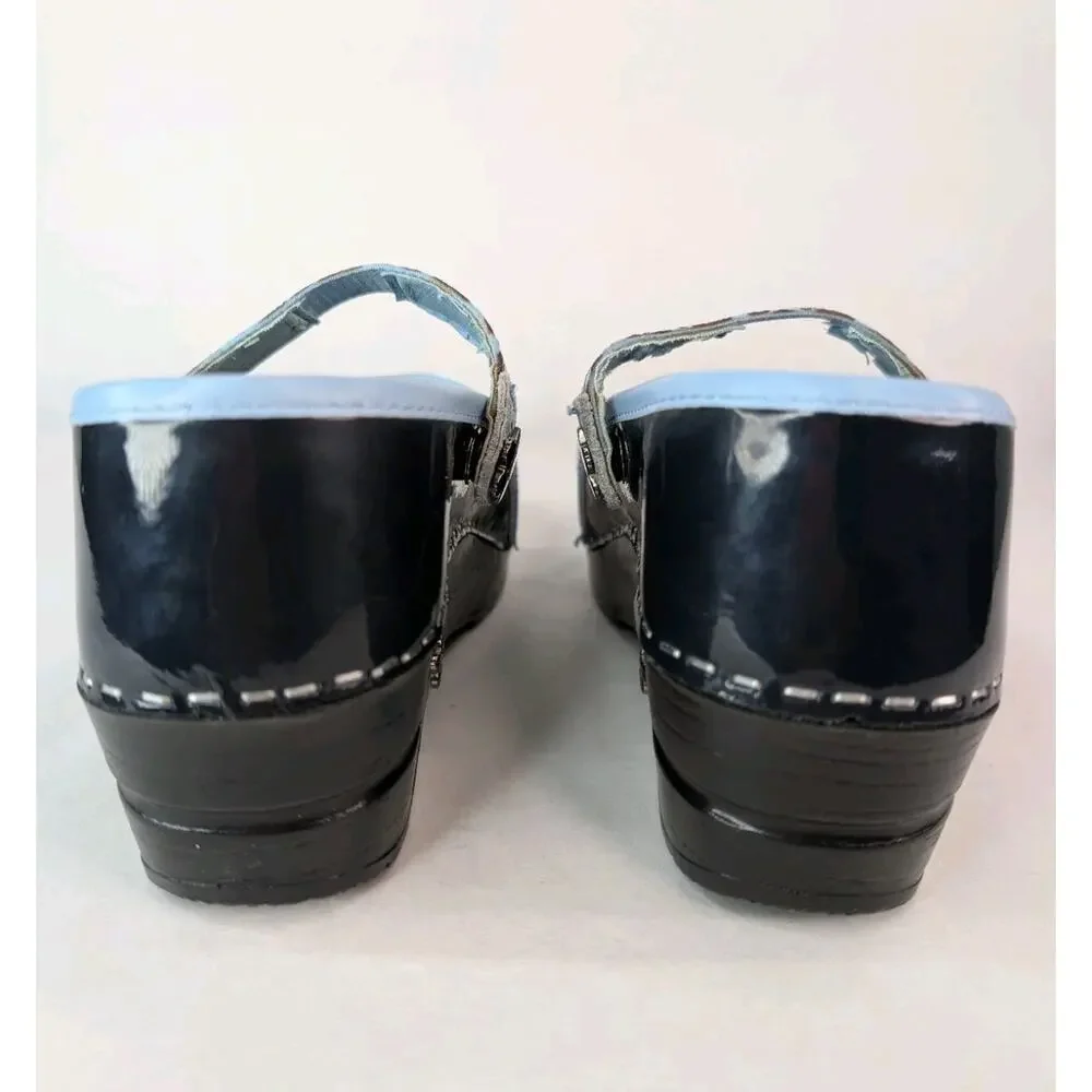 KOI By Sanita Danish Clogs Patent Leather Blue Comfortable Cushiones Shoes 6 US